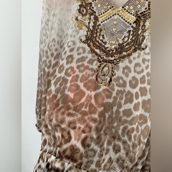 Chico’s Thirty Years Semi Sheer Animal Print Sequin Cinched Blouse Size 0 (US S) - Picture 8 of 8